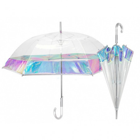 Parapluie transparent bande irisée