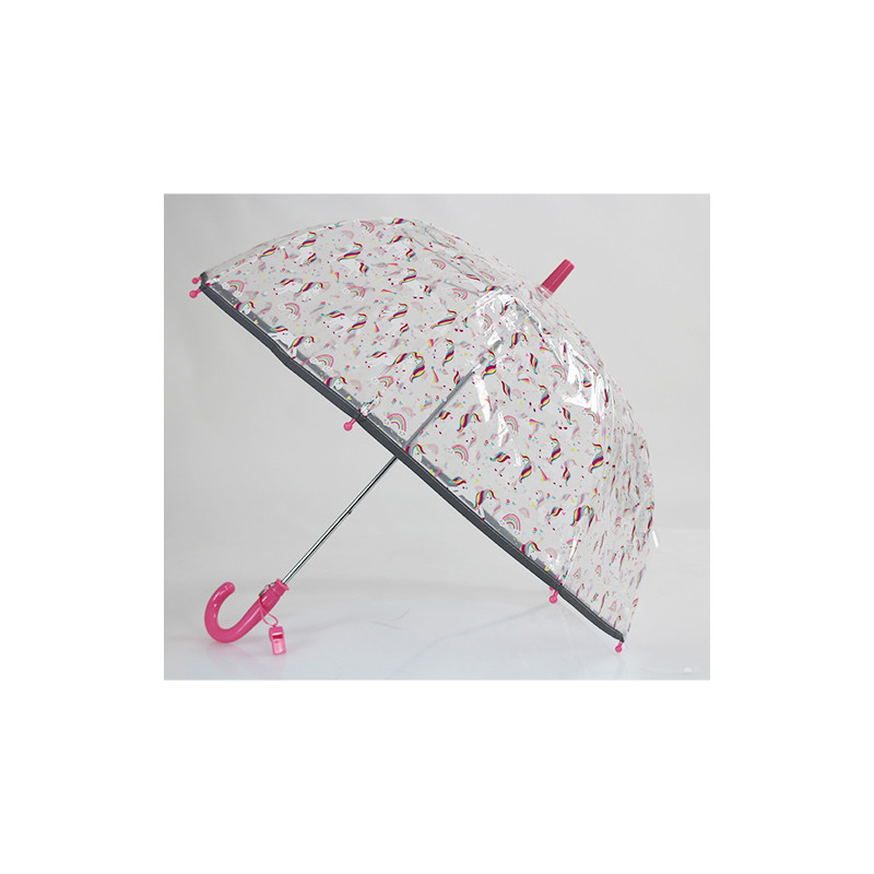 Parapluie transparent rose petites licornes