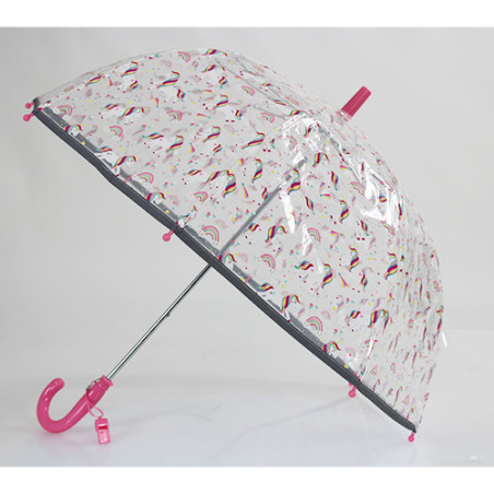 Parapluie transparent rose petites licornes
