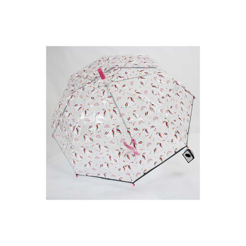 Parapluie transparent rose petites licornes