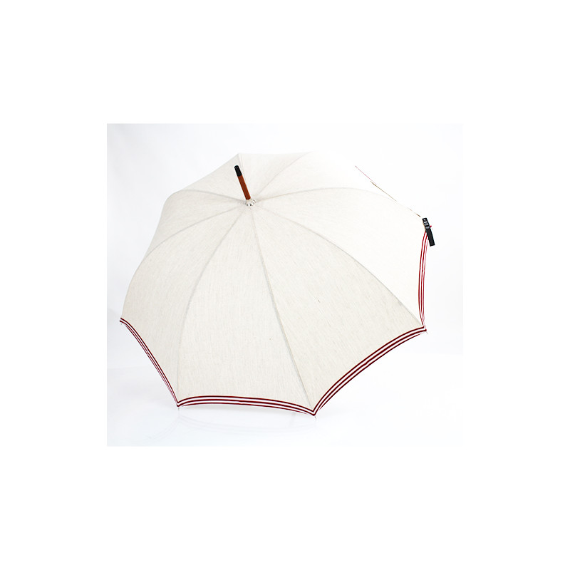 Parapluie ombrelle tissu coton lin galon rouge