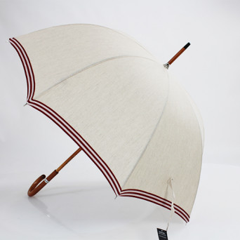 Parapluie ombrelle tissu coton lin galon rouge