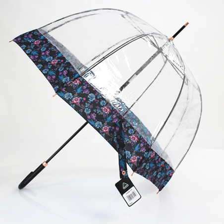 Parapluie luxe transparent cloche bord floral anglais