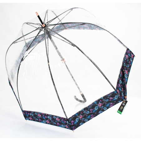Parapluie luxe transparent cloche bord floral anglais