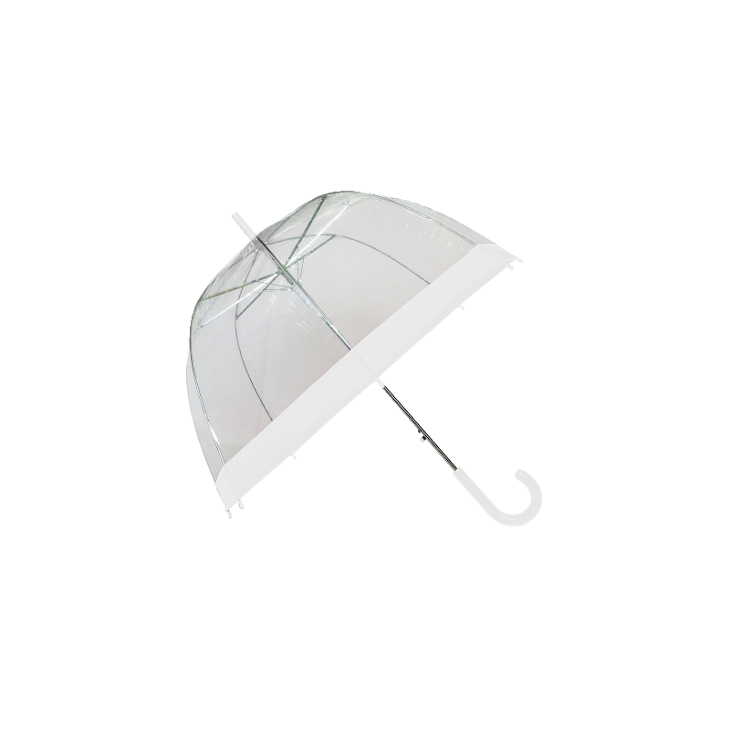 Parapluie cloche transparent bord blanc