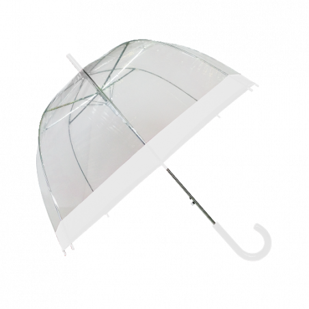 Parapluie cloche transparent bord blanc