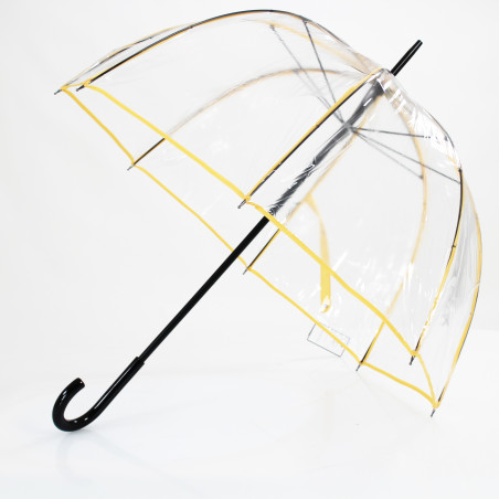 Parapluie transparent cloche baleines gansées jaunes