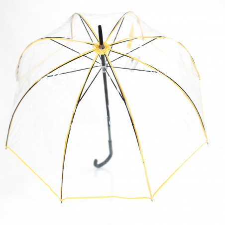 Parapluie transparent cloche baleines gansées jaunes