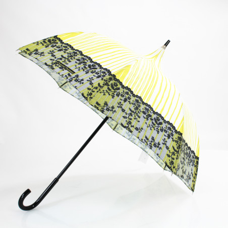Parapluie jaune et noir forme pagode Chantal Thomass