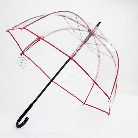 Parapluie transparent cloche baleines gansées roses fuchsia