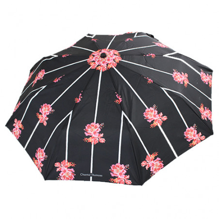 Parapluie pliant noir et fleurs Chantal Thomass