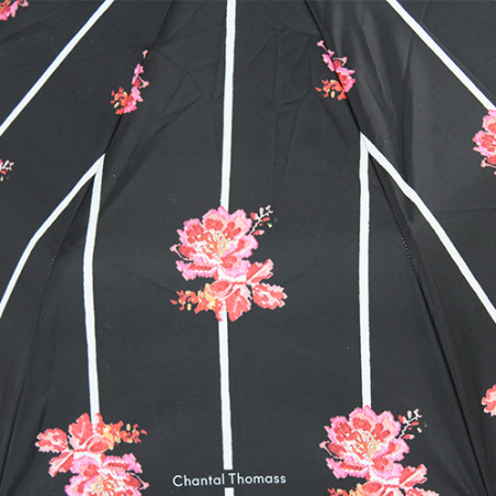 Parapluie pliant noir et fleurs Chantal Thomass