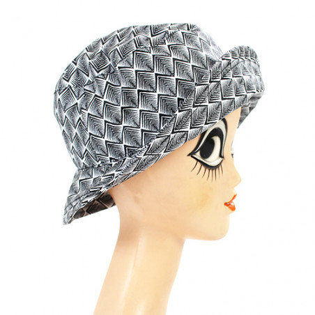 Chapeau de pluie noir motif géométriques