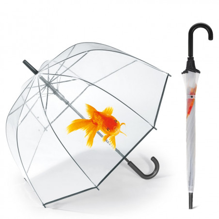 Parapluie cloche transparent poisson rouge