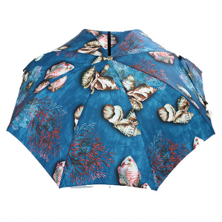 Parapluie canne poésie aquatique bleue