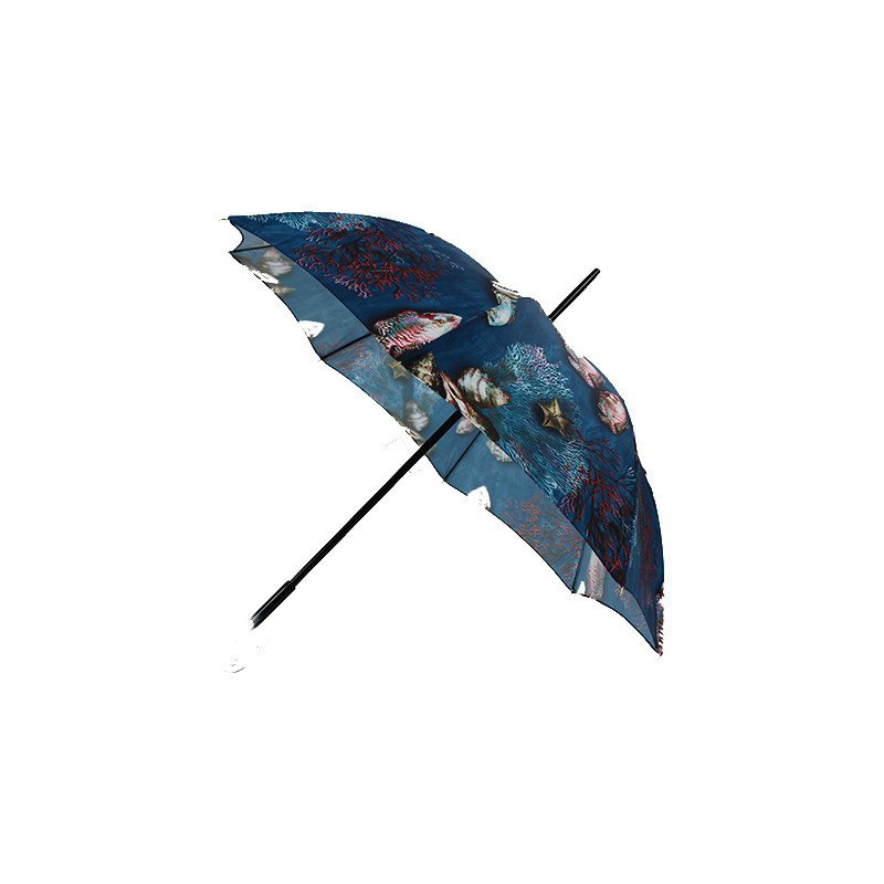 Parapluie canne poésie aquatique bleue