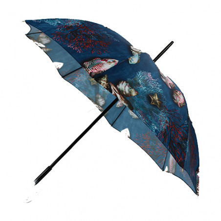 Parapluie canne poésie aquatique bleue