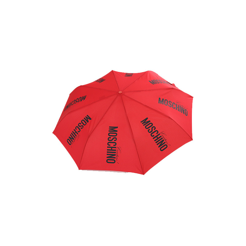 Parapluie rouge pliant poignée or Moschino