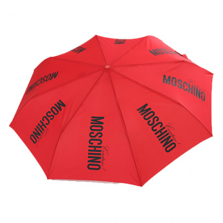Parapluie rouge pliant poignée or Moschino
