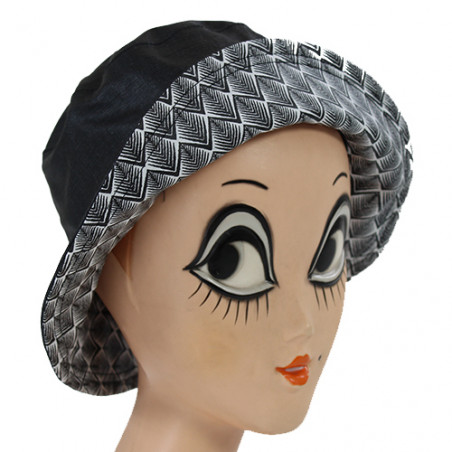 Chapeau de pluie noir revers motif chevrons