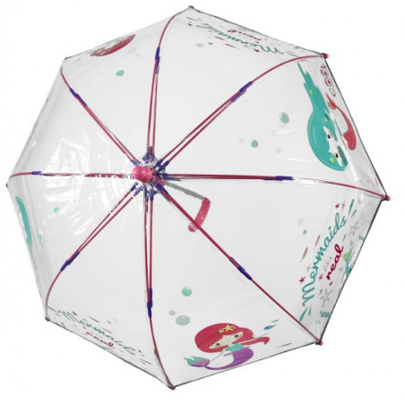 Parapluie cloche enfant transparent sirène bande réfléchissante 