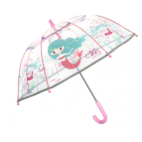 Parapluie cloche enfant transparent sirène bande réfléchissante 