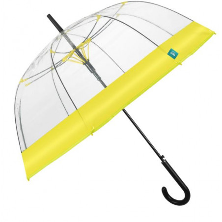 Parapluie dôme transparent jaune soleil