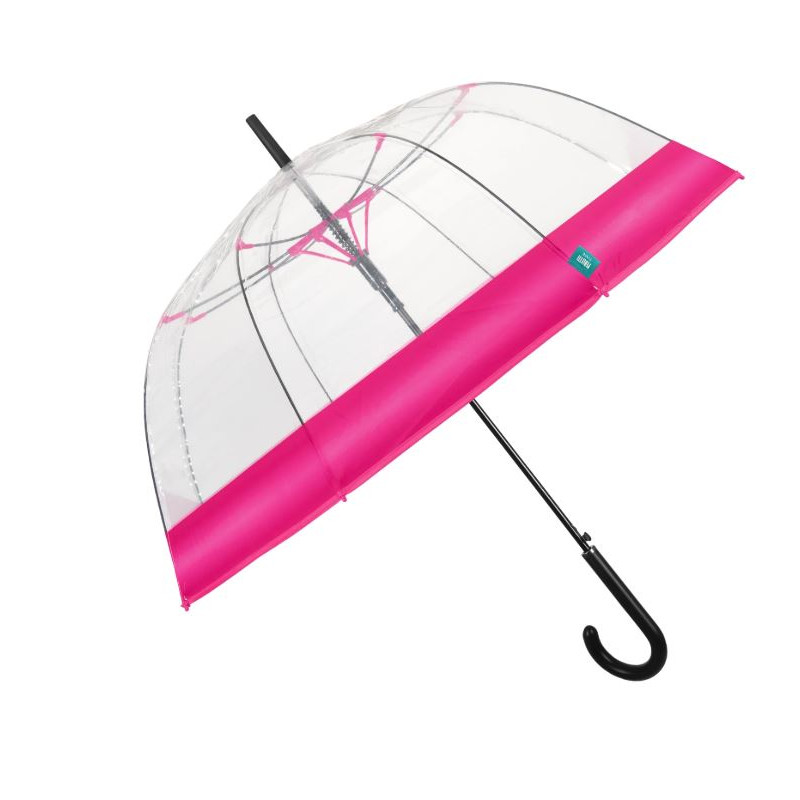 Parapluie dôme transparent rose vif
