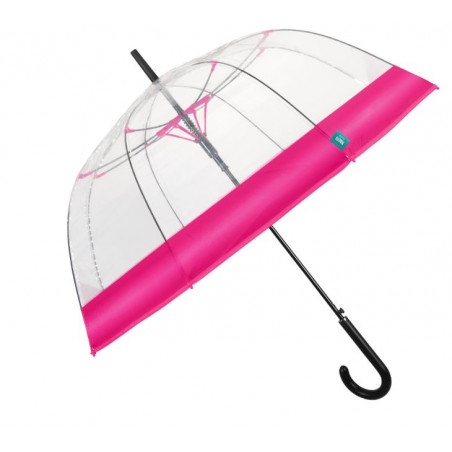 Parapluie dôme transparent rose vif