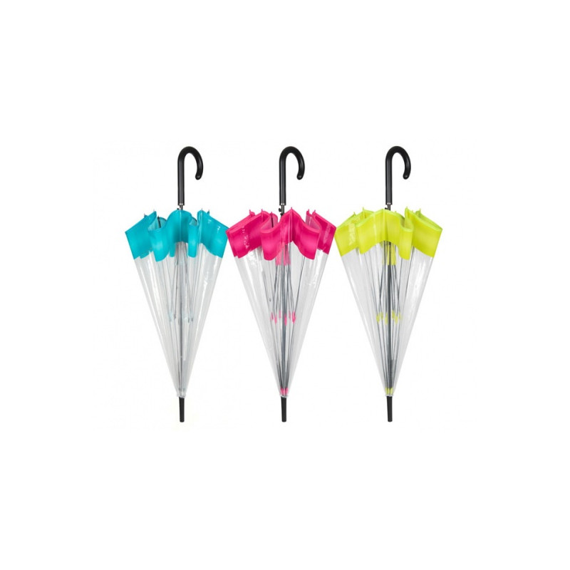 Parapluie dôme transparent rose vif