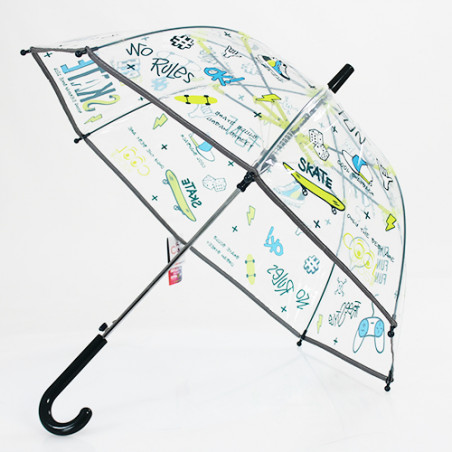 Parapluie cloche petit garçon transparent cool kids bande réfléchissante 