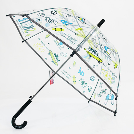 Parapluie cloche petit garçon transparent cool kids bande réfléchissante 