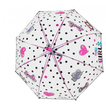 Parapluie fillette transparent rose bande réfléchissante 