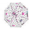 Parapluie fillette transparent rose bande réfléchissante 