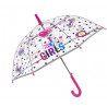 Parapluie fillette transparent rose bande réfléchissante 