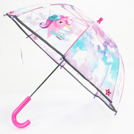 Parapluie transparent licorne bande réfléchissante