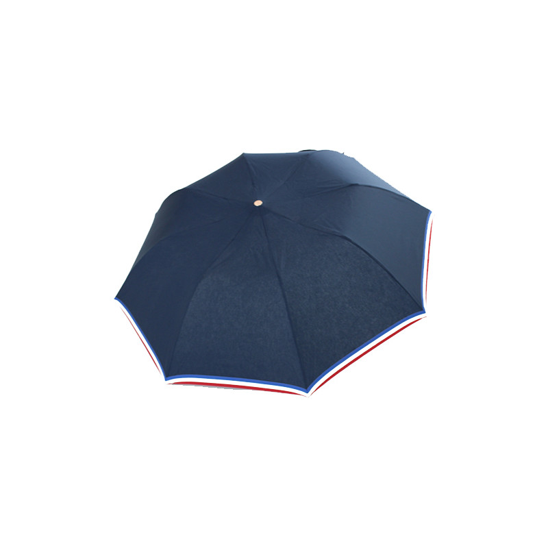 Parapluie pliant haut de gamme bleu marine liseret tricolore