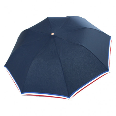 Parapluie pliant haut de gamme bleu marine liseret tricolore