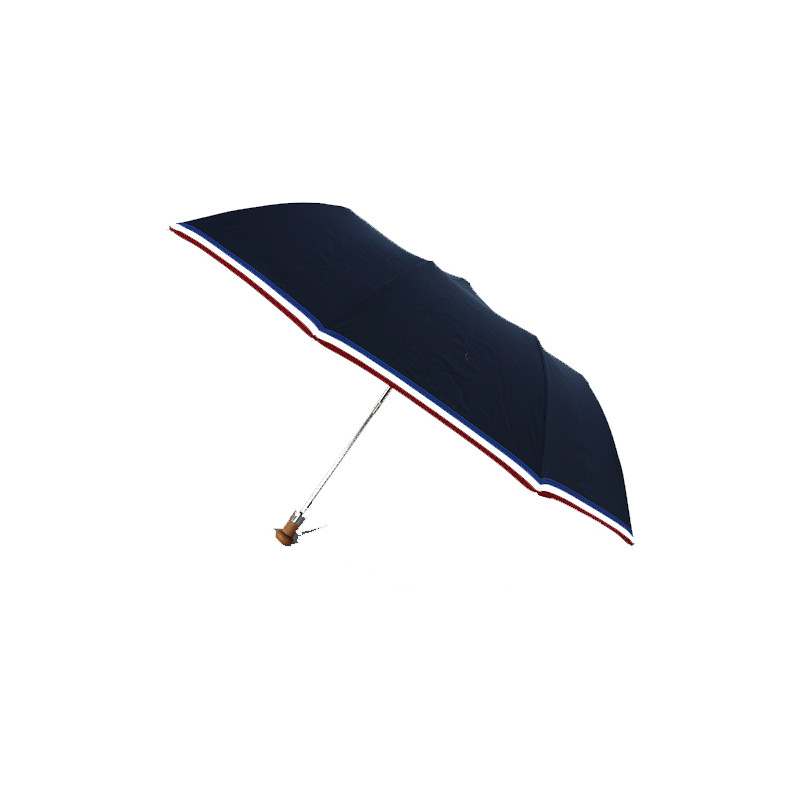 Parapluie pliant haut de gamme bleu marine liseret tricolore