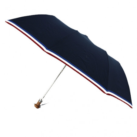 Parapluie pliant haut de gamme bleu marine liseret tricolore