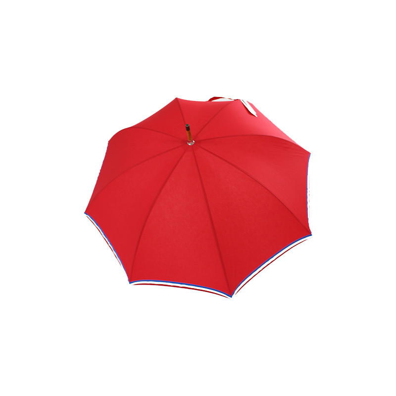 Parapluie canne haut de gamme rouge liseret tricolore