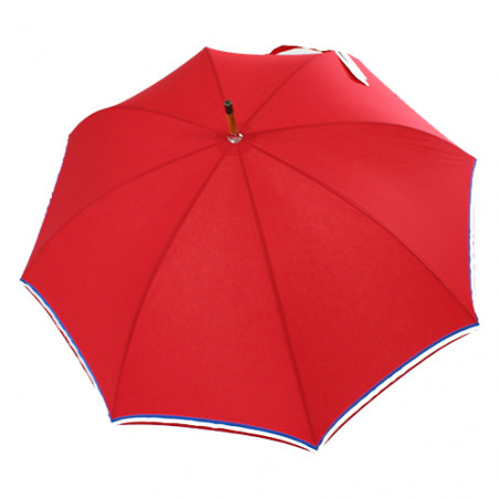 Parapluie canne haut de gamme rouge liseret tricolore