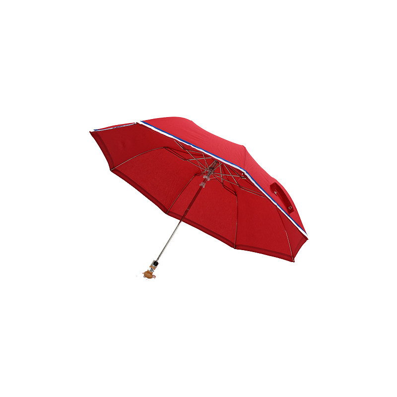 Parapluie pliant haut de gamme rouge liseré tricolore