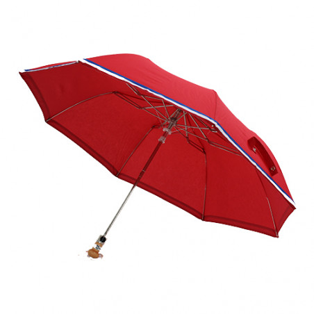 Parapluie pliant haut de gamme rouge liseré tricolore