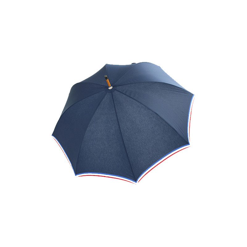 Parapluie canne haut de gamme bleu marine liseret tricolore