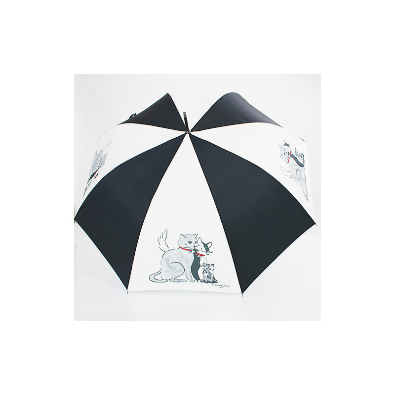 Parapluie droit écru et noir iles minous Guy de Jean