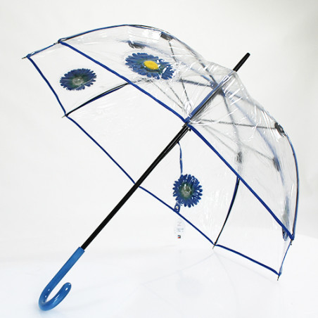 Parapluie transparent cloche fleurs en 3D
