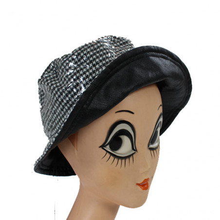 Chapeau de pluie motif pied de poule noir