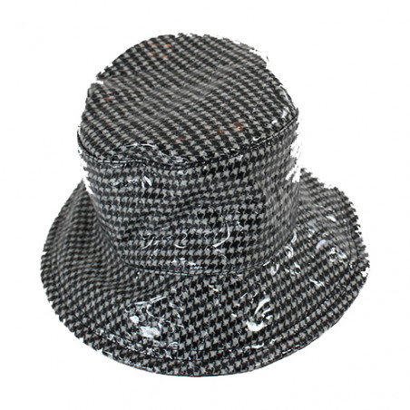 Chapeau de pluie motif pied de poule noir