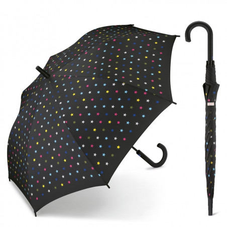 Parapluie automatique fond noir étoiles multicolores Esprit